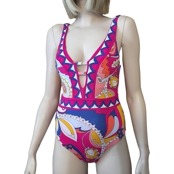 Trina Turk Swimsuit Swim & Spa Collection Sevilla One Piece Bold Print Sexy - Picture 2 of 15